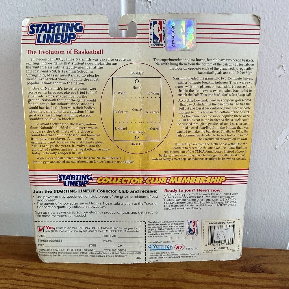 Kenner 1998 Kevin Garnett Timberwolves figure Card collectible decor basketball